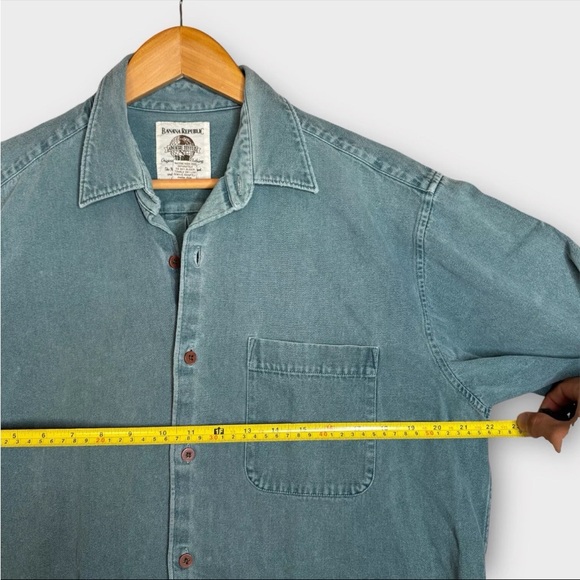 Vintage Banana Republic Shirt Mens Medium Green Adventure Outfitter Miss Buttons - Picture 11 of 13